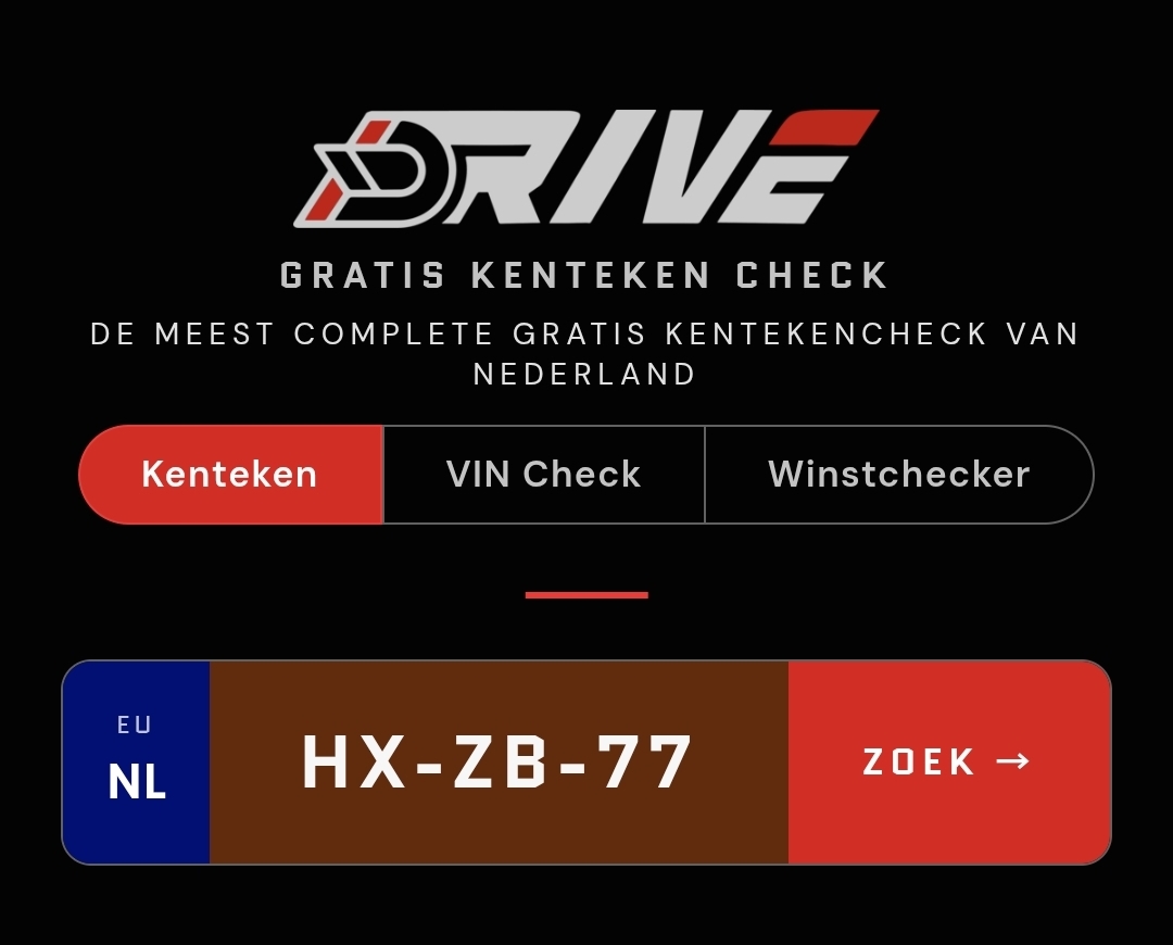 Drive Kentekencheck &mdash; zoekscherm